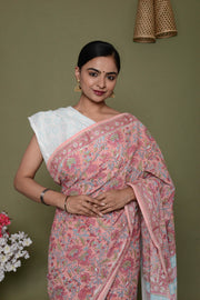 Mulmul Cotton Saree with Hand Block Print - Shivanya Handicrafts Women's Traditional Indian Wear